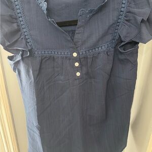 Women's Blue Ruffle Top